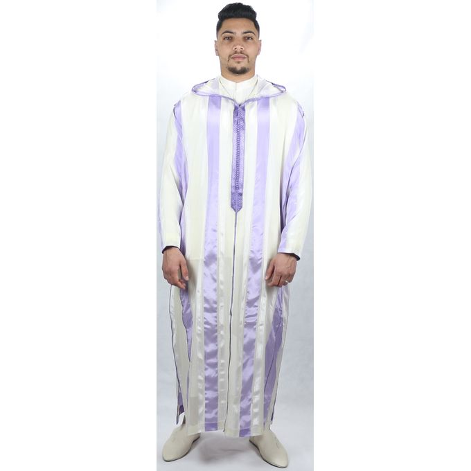 Jabador Maroc Djellaba شعرة a la main haute couture - mauve