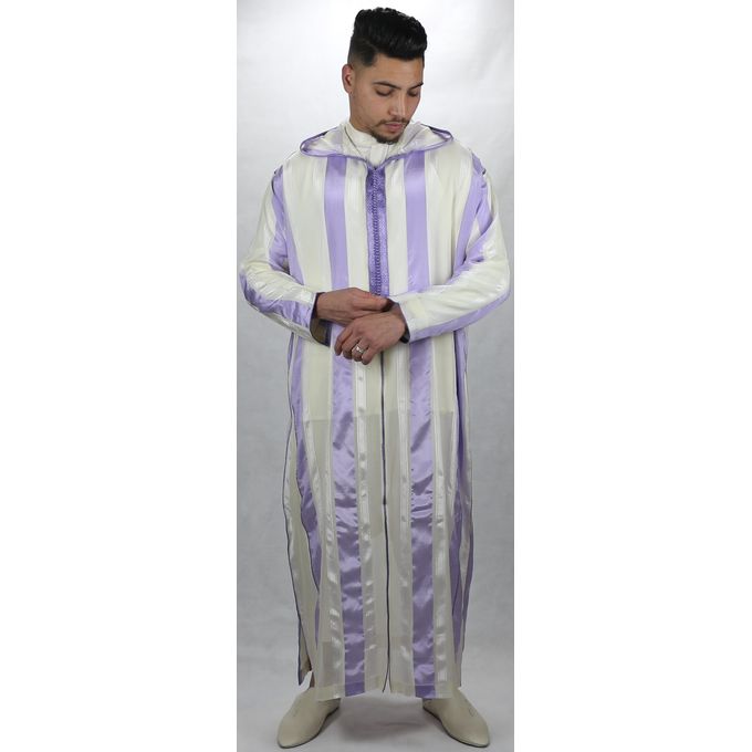 Jabador Maroc Djellaba شعرة a la main haute couture - mauve