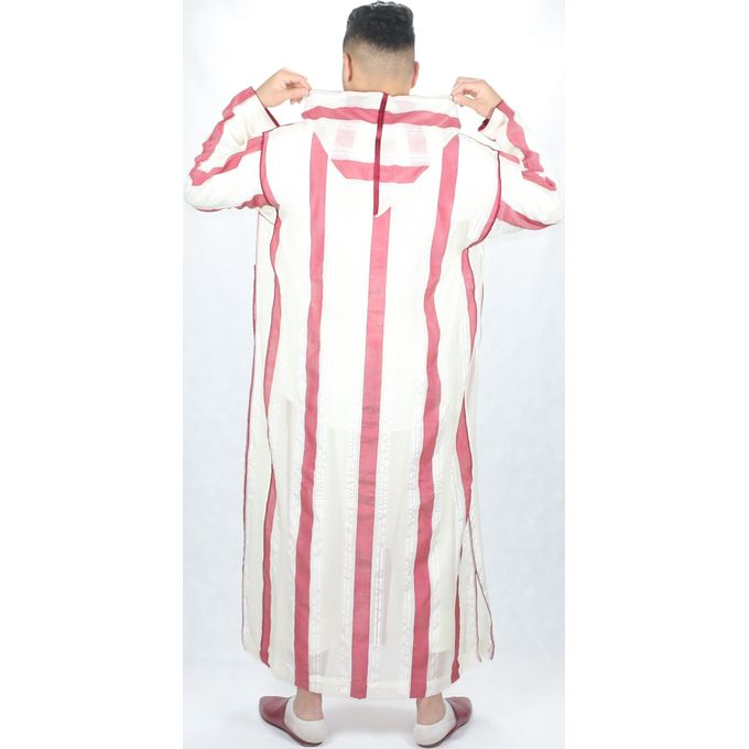 Jabador Maroc Djellaba شعرة a la main haute couture - Grena