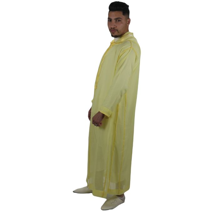 Jabador Maroc Djellaba soussdi a la main haute couture - jaune.