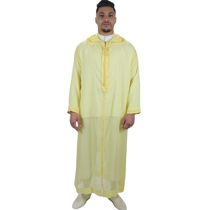 Jabador Maroc Djellaba soussdi a la main haute couture - jaune.