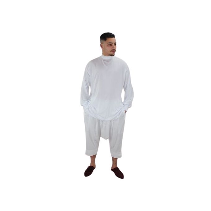 Jabador Maroc Regabia et pantalon kandrissi 100/100 coton homme -blanc