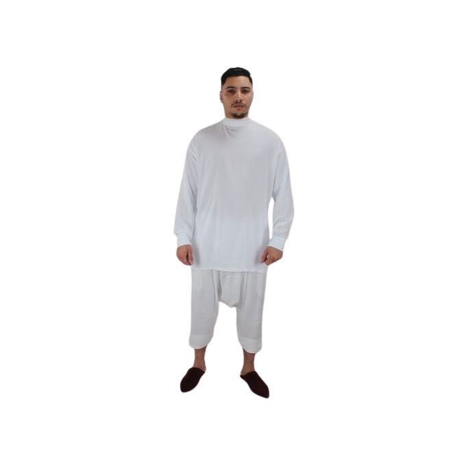 Jabador Maroc Regabia et pantalon kandrissi 100/100 coton homme -blanc