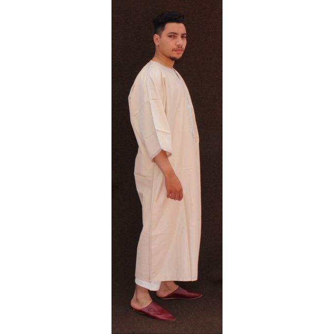 Jabador Maroc Gandoura jim à la main 100/100 coton haute couture/beige