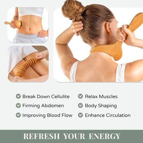 Lot de 3 outils de massage thérapeutiques en bois - Kit de thérapie par le bois professionnel pour sculpter le corps, améliorer la circulation et détendre les muscles 2026