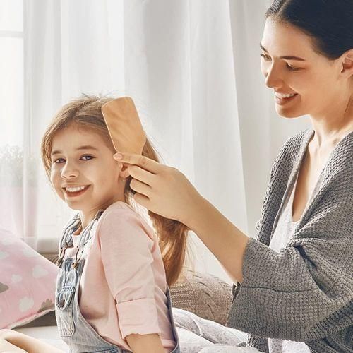brosse à cheveux en bois pour cheveux longs, courts, bouclés, épais et fins pour filles
