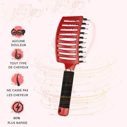 Brosse à Cheveux, Brosse démêlante anti-Casse et anti-Nœuds Couleur Rouge