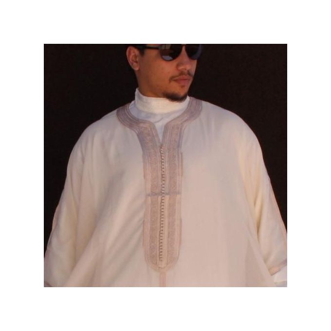 Jabador Maroc Gandoura soussdi a la main haute couture/beige..