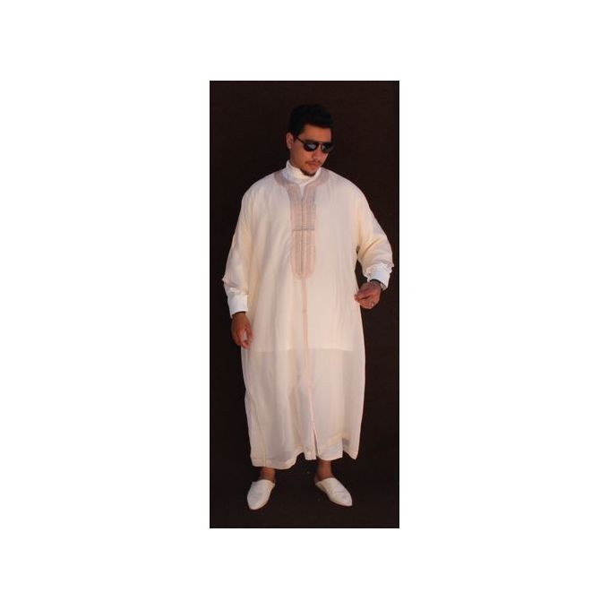 Jabador Maroc Gandoura soussdi a la main haute couture/beige..