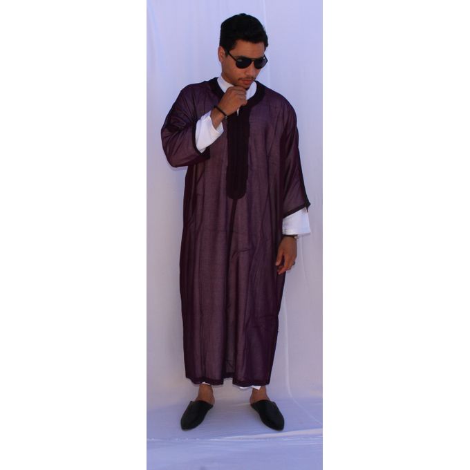 Jabador Maroc Gandoura soussdi a la main haute couture- mauve