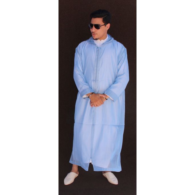 Jabador Maroc Djellaba شعرة a la main haute couture - bleu Ciel