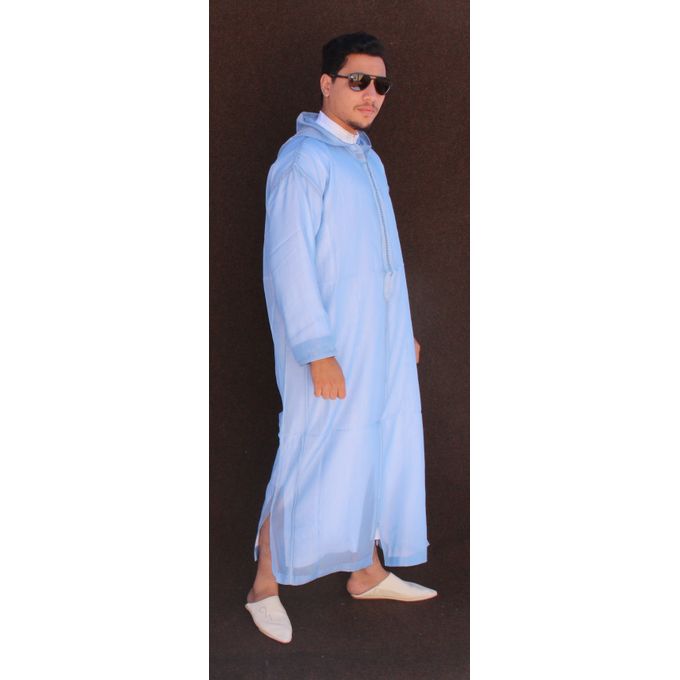 Jabador Maroc Djellaba شعرة a la main haute couture - bleu Ciel
