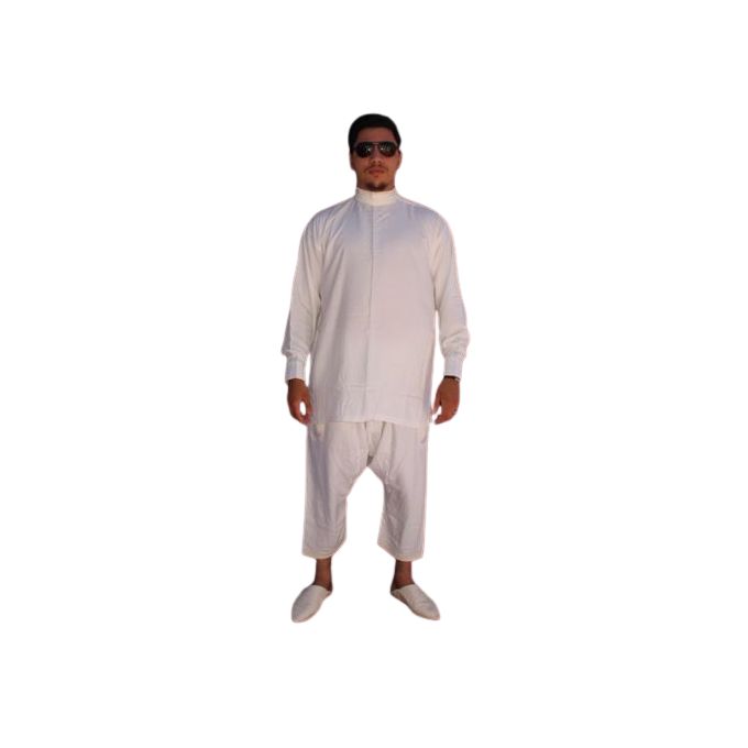 Jabador Maroc Regabia et pantalon kandrissi 100/100 coton homme -blanc cassé