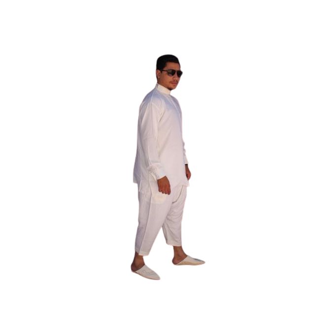 Jabador Maroc Regabia et pantalon kandrissi 100/100 coton homme -blanc cassé