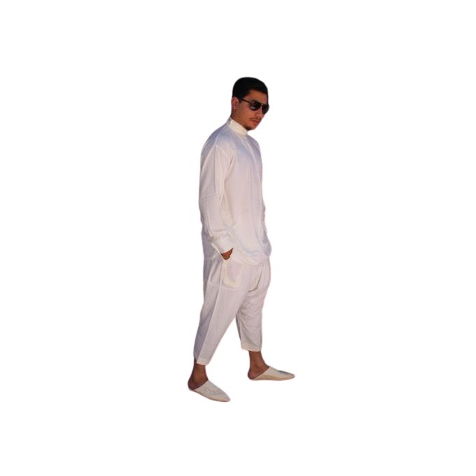 Jabador Maroc Regabia et pantalon kandrissi 100/100 coton homme -blanc cassé