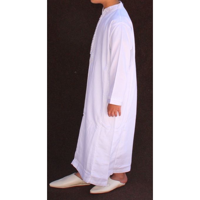 Jabador Maroc Farajia petit sultan garçon 100/100 coton - blanc.