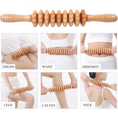 Rouleau de massage incurvé en bois - Rouleau de massage en bois de 15,6 pouces pour le corps