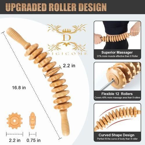 Outils de massage thérapeutique en bois, kit d'outils de sculpture corporelle, rouleau de massage en bois pour détendre les muscles (2)