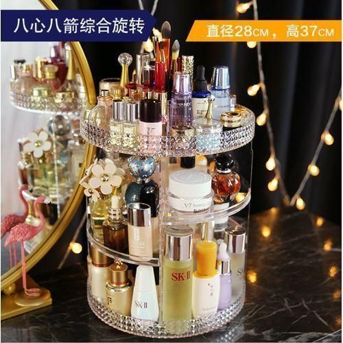 Coffret maquillage Organisateur rangement cosmétique rotative transparent 360