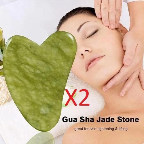 Outil de massage en pierre de Jade Gua Sha x2