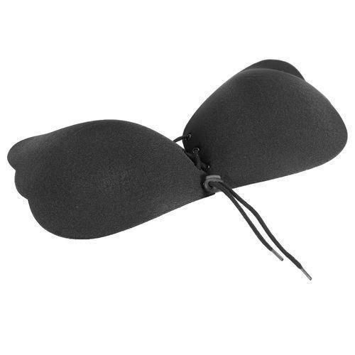 Soutien-gorge invisible en silicone auto-adhésif, respirant et push-up (Noir A)