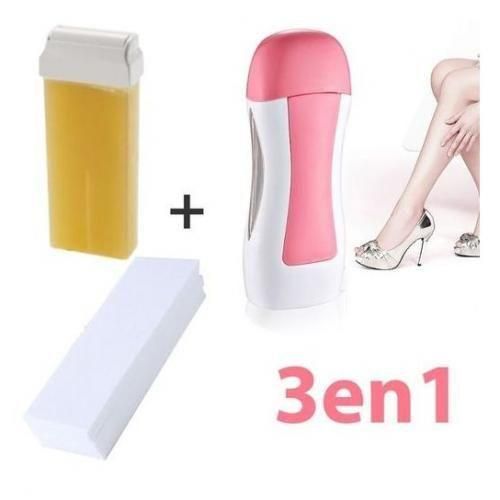 Appareil chauffe cire portatif d'épilateur + cartouche cire +50 bandes papier
