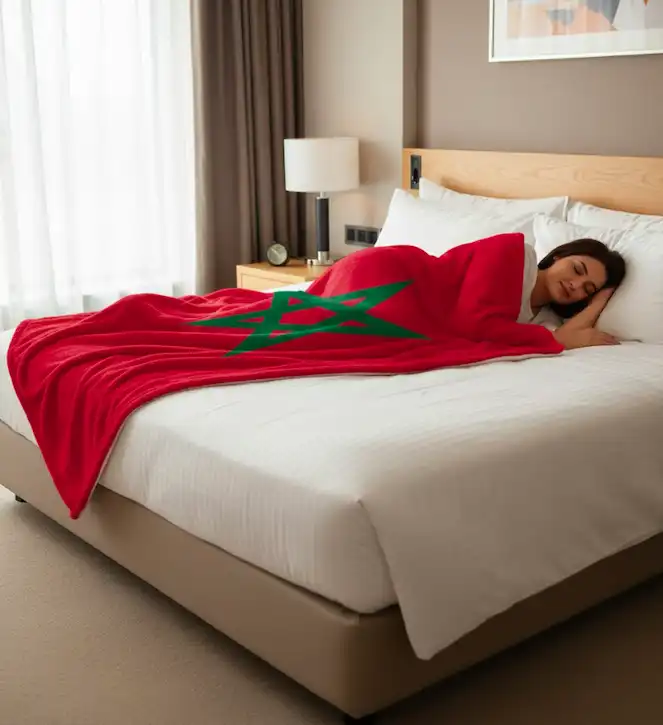 Couverture Douce et Chaleureuse Étoile Verte – Ambiance Marocaine, Confort et Décoration