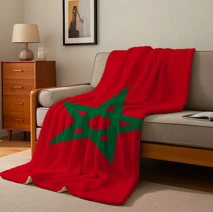 Couverture Douce et Chaleureuse Étoile Verte – Ambiance Marocaine, Confort et Décoration