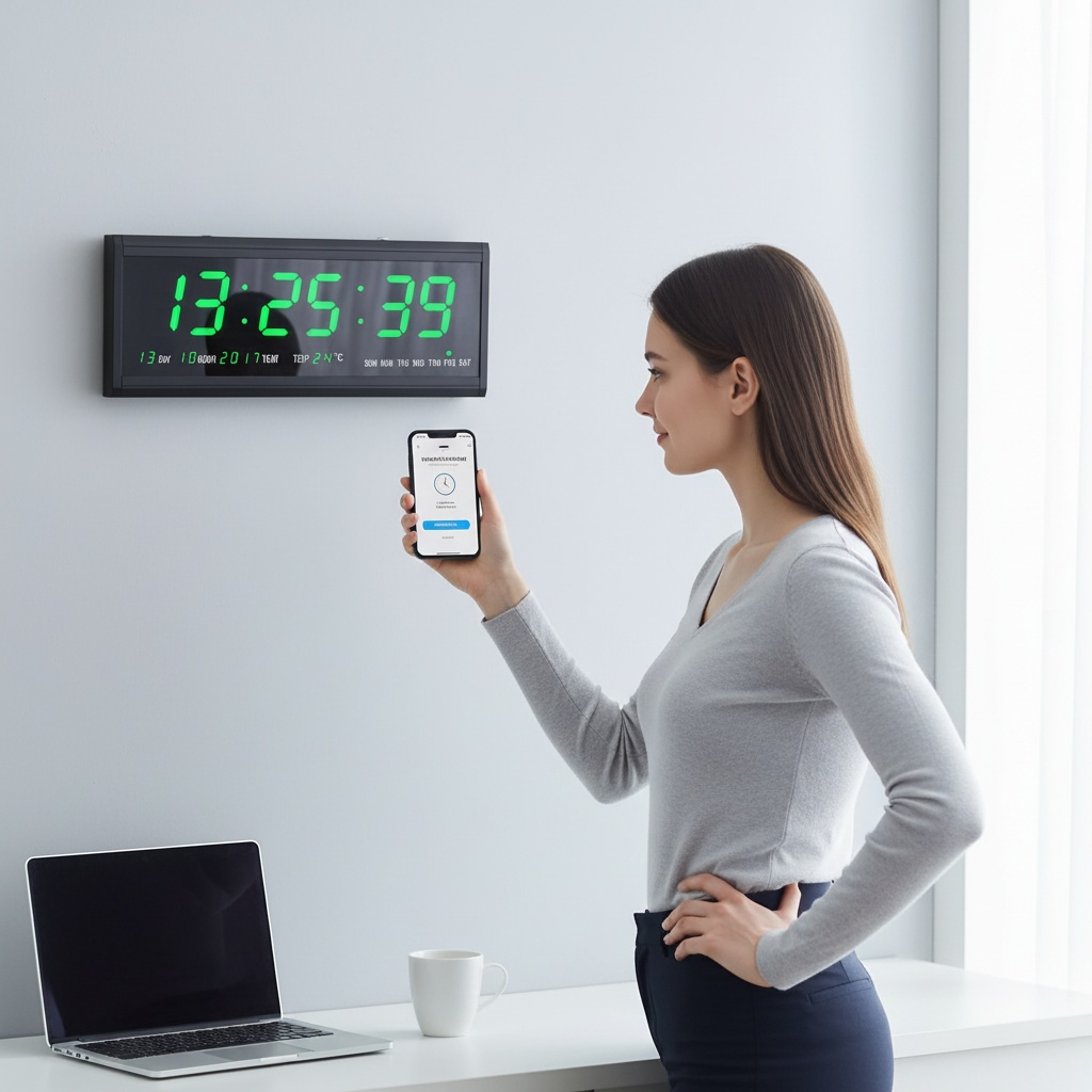 Horloge électronique numérique avec affichage de la date et de la température, heure mondiale, Wifi.