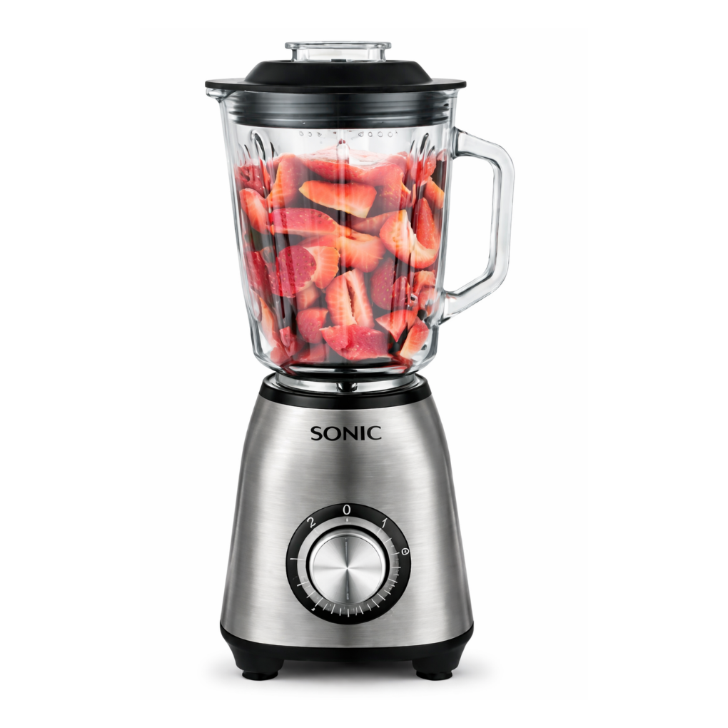 Sonic Blender 2en1 en acier inoxydable Bol en Verre + Broyeur Inox Alimentaire, BL6992SC