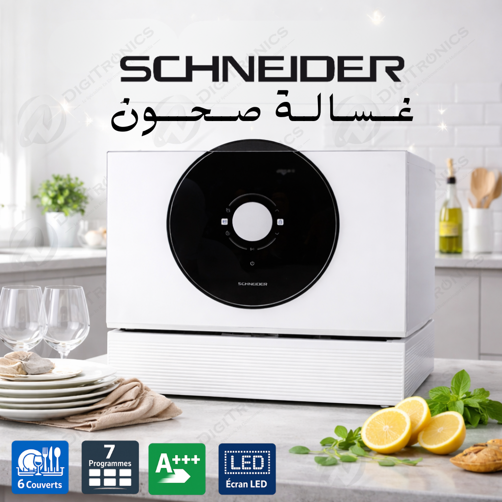 Schneider Lave-vaisselle Table top 6 couverts A+++, silencieux, 7 programmes, WQP6-3609