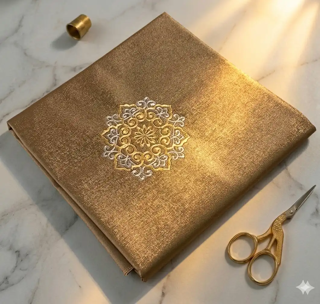 Nappe carrée -simili cuir (1,5 kg) premum- 8 broderies Sam hor - 1.45cm/1,40cm- Anti tache-lavable -marron bronze