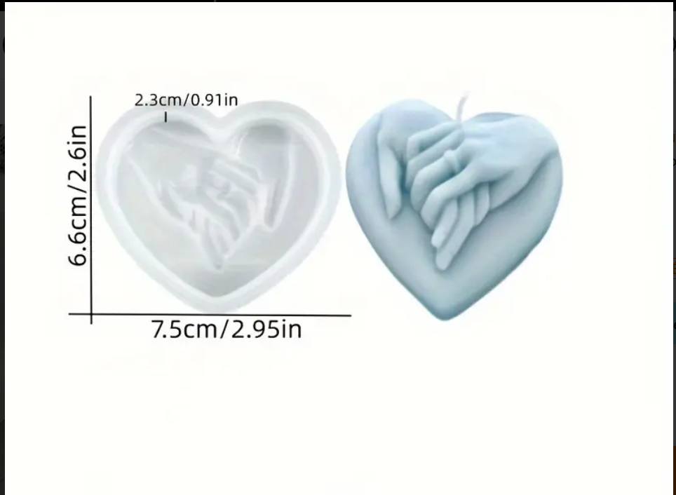 Image de 1 Pc Moule En Silicone à Bougies En Forme Cœur Main dans la Main 3D Pour La Fabrication De Savon bougie