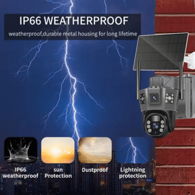 12Megapixel 4G كاميرا مراقبة بالطاقة الشمسية ثلاثية الشاشات
