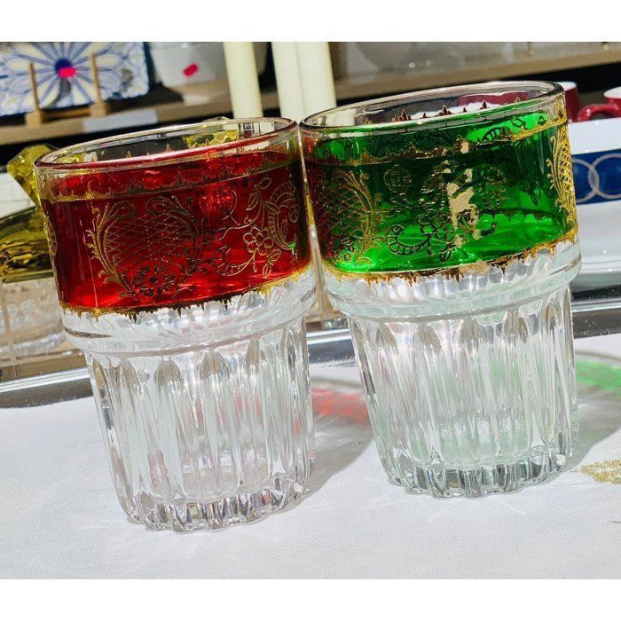 6 Verres à eau en couleurs - Cristalin - Lot de 6 - 300ML - Couleurs variées - Verre épais