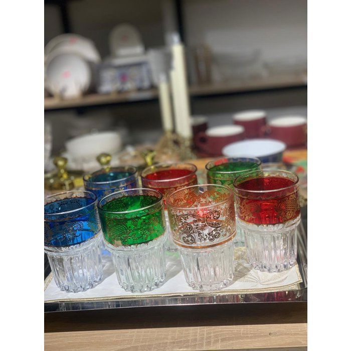 Image de 6 Verres à eau en couleurs - Cristalin - Lot de 6 - 300ML - Couleurs variées - Verre épais - Unbranded