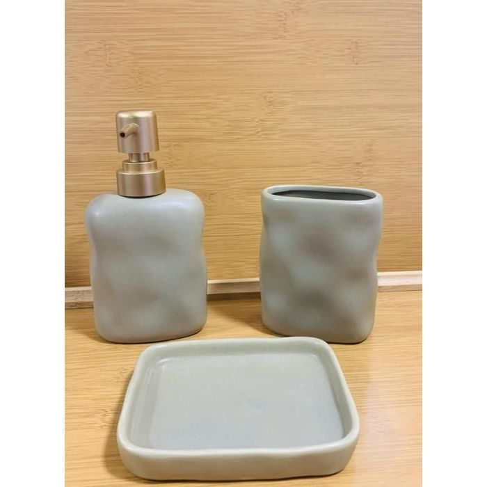 Accessoires de salle de bain - 4 pièces - Porcelaine - Couleur aléatoire - Design contemporain