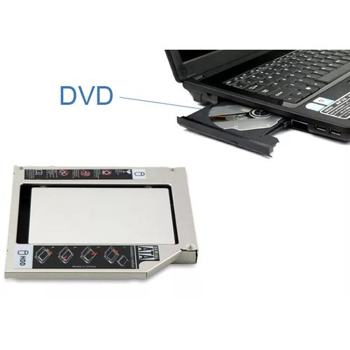 Image de Adaptateur Support pour 2eme disque dur 2,5 "SSD Caddy Disque Baie Lecteur Optique Dur 9,0 mm SATA vers SATA,PC Portables - Unbranded