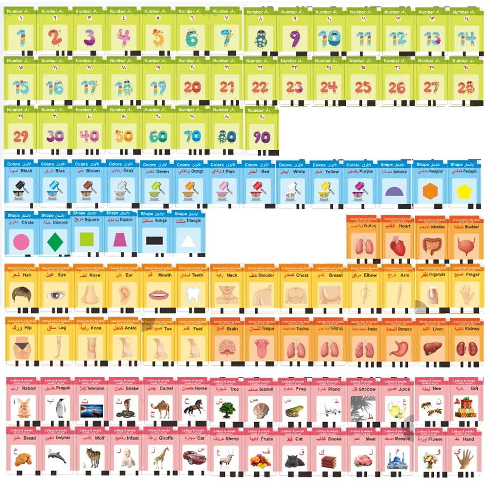 Image de Apprentissage de l'arabe pour les enfants parlant cartes flash arabes machine d'apprentissage éducatif lecteur de cartes flash arabe - Unbranded