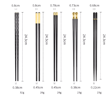 Image de Baguettes Chinoises Japonaises en Alliage, Réutilisables, Résistantes à la Moisissure, 5 Paires - Unbranded