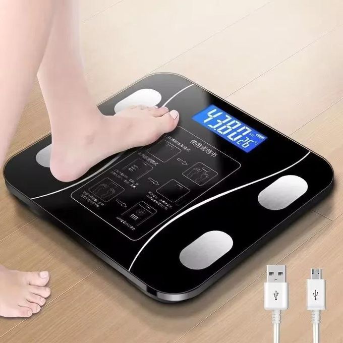 Image de Balance Connectée Intelligente via Bluetooth – Suivi Poids ,Analyse IMC, Masse Grasse &Musculaire via Application