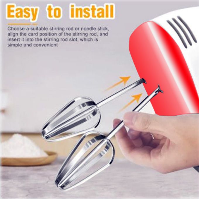 Image de Batteur Mixeur Mélangeur Stéréo 7 Vitesses - 2 Fouets et 2 Crochets à Pâte - Haute Qualité - Unbranded