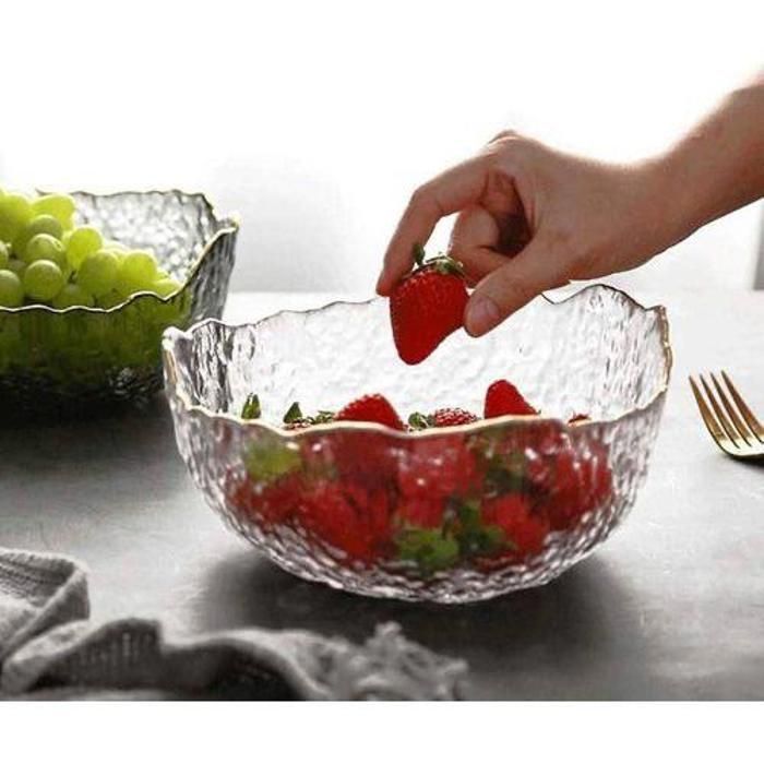 Bol en verre - 15 cm - Design élégant - Détail doré - Accessoires de cuisine