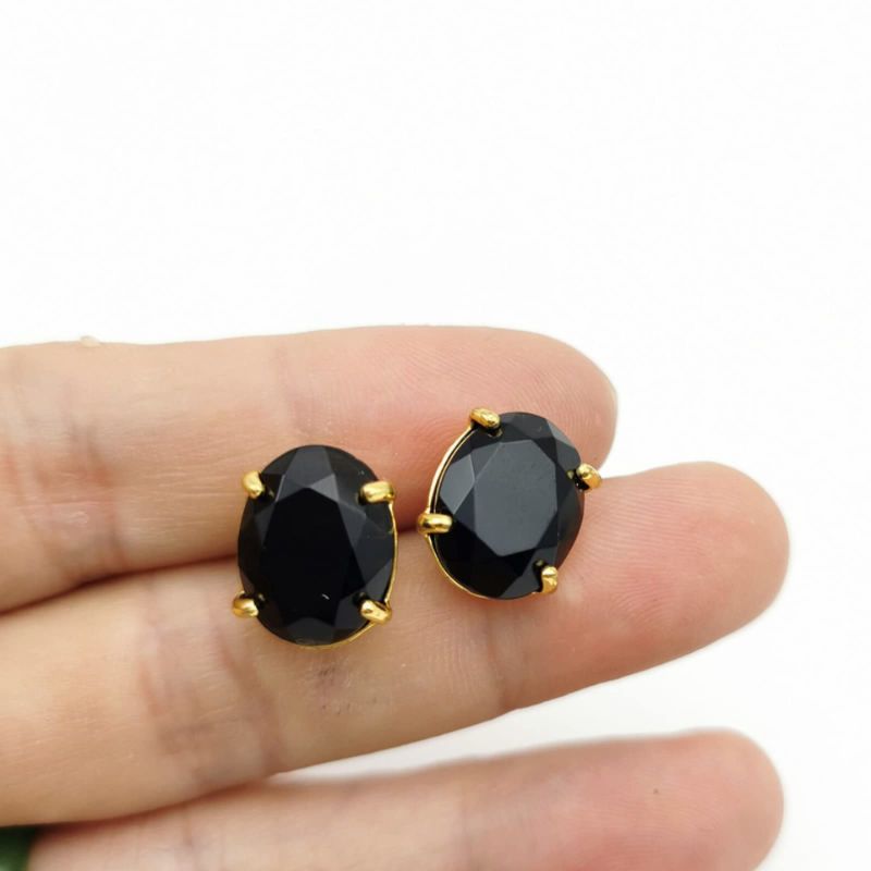 Boucle d'oreille Ethnique en Onyx Noir
