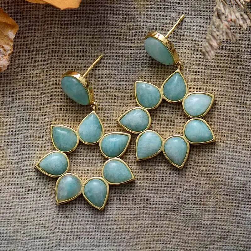 Boucle d'oreille Fleur en Amazonite