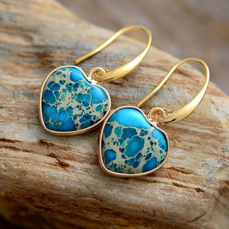 Boucles d'oreilles en Forme de cœur en Turquoise
