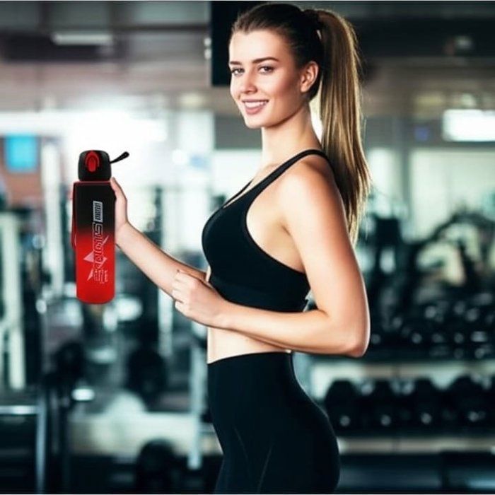 Image de Bouteille d'eau de sport isotherme en plastique sans BPA 1L avec couvercle couleurs aléatoires - Unbranded