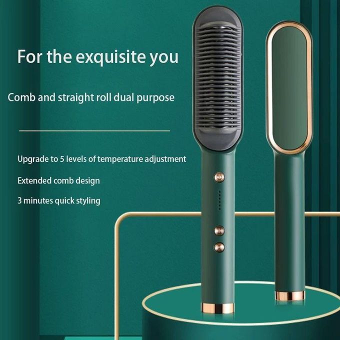 Image de Brosse à lisser les cheveux multifonctionnelle 2 en 1, peigne chauffant, Anti-brûlure, lisseur et sèche-cheveux - Unbranded