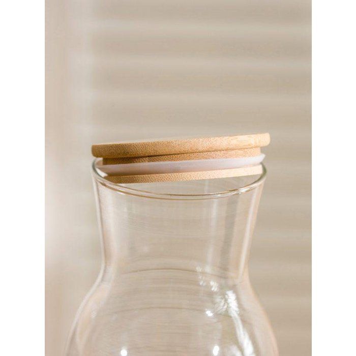 Image de Carafe d'eau + bouchon en LIEGE , Pot de stockage en verre, bouteille de jus 1L - Unbranded