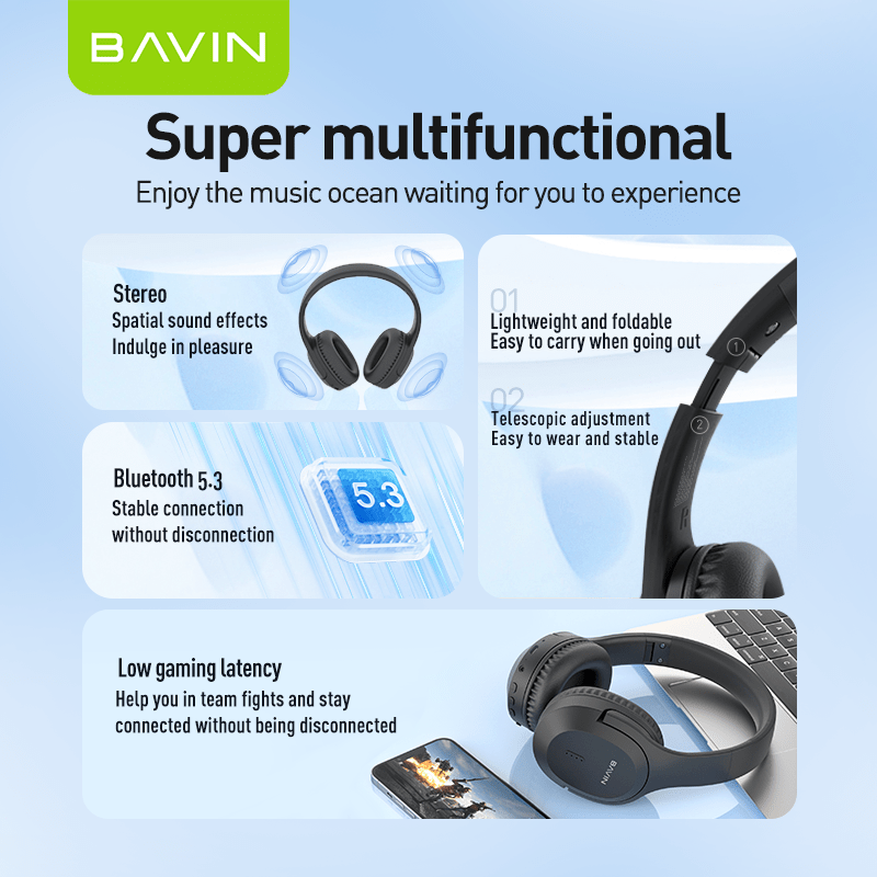 Casque stéréo Bluetooth BAVIN BH50